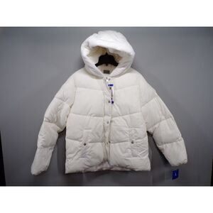 32 Degrees Heat Hooded Puffer Jacket White Faux Fur Lined Size L #74